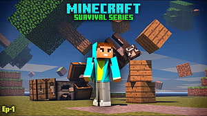 Minecraft Survival Series Episode 1 Featuring Steve and Floating Blocks HD wallpaper