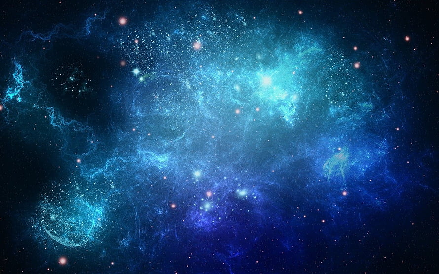 Vibrant Blue Nebula and Star Cluster in Deep Space HD wallpaper