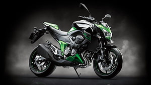 Kawasaki Z800 Naked Motorcycle in Green and Black Studio Setting HD wallpaper