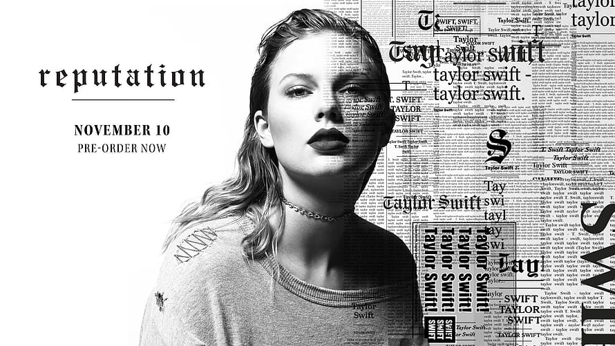Taylor Swift Reputation Album Cover Black and White Portrait with Newspaper Text Background HD wallpaper