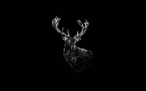 Geometric Wireframe Stag Head with Intricate Antlers on Black Background HD wallpaper