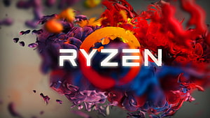 AMD Ryzen Processor Logo with Vibrant Colorful Ink Explosion Abstract Background HD wallpaper