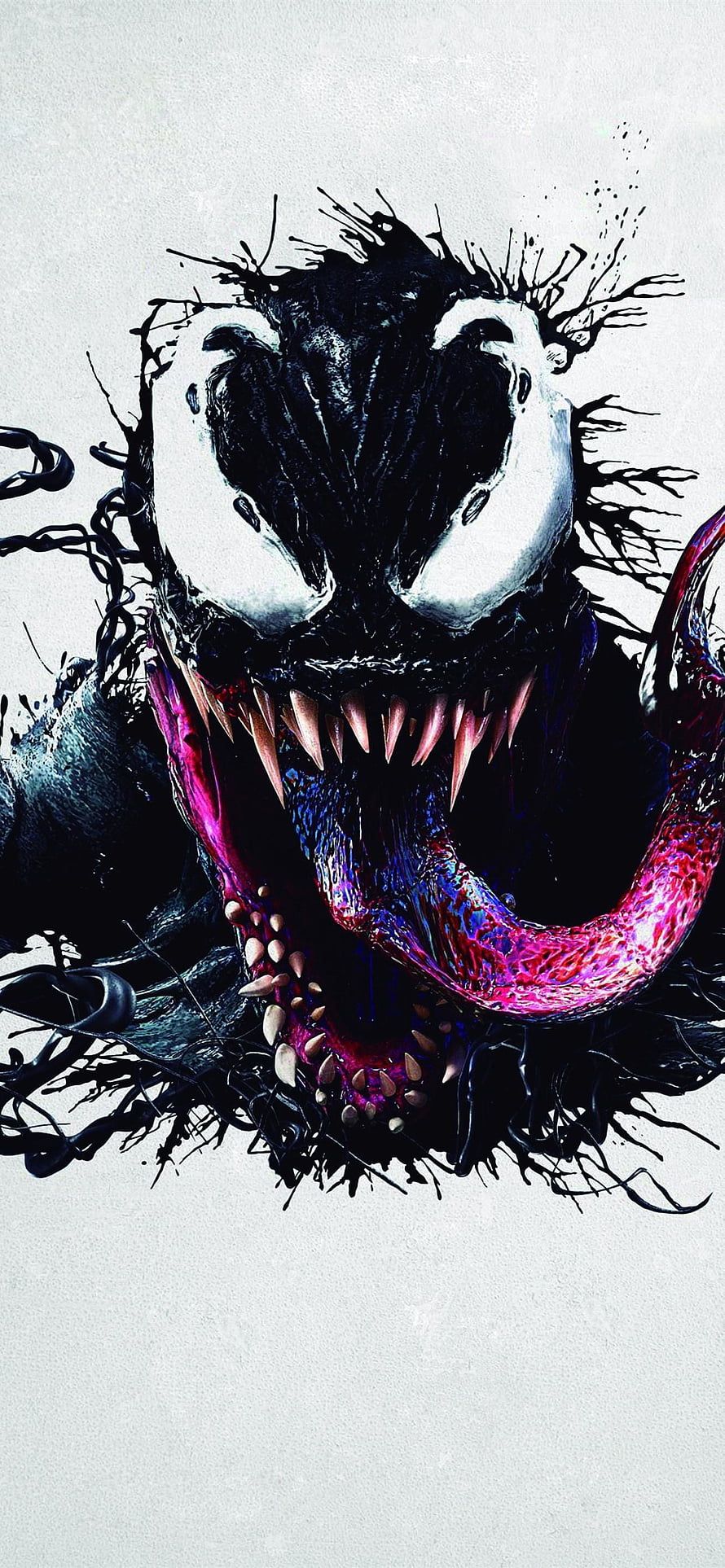 Venom Symbiote Portrait With Jagged Teeth And Neon Pink Tongue HD phone wallpaper