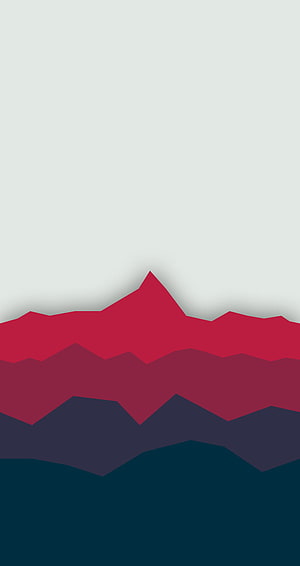 Minimalist Layered Mountain Landscape in Crimson and Navy Tones HD phone wallpaper