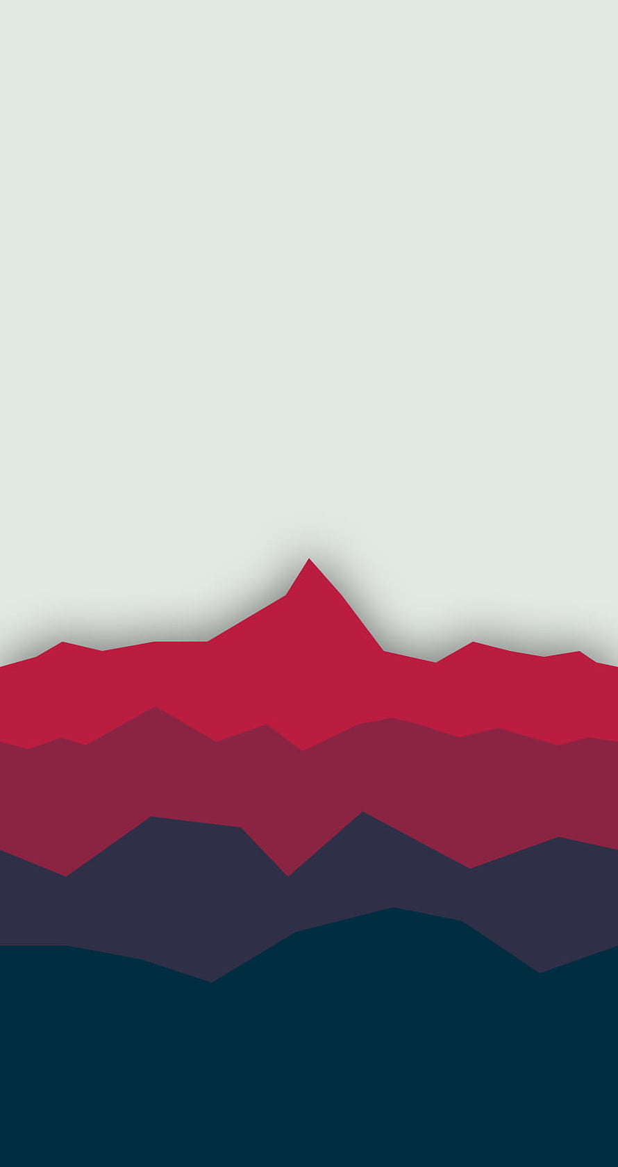Minimalist Layered Mountain Landscape in Crimson and Navy Tones HD phone wallpaper