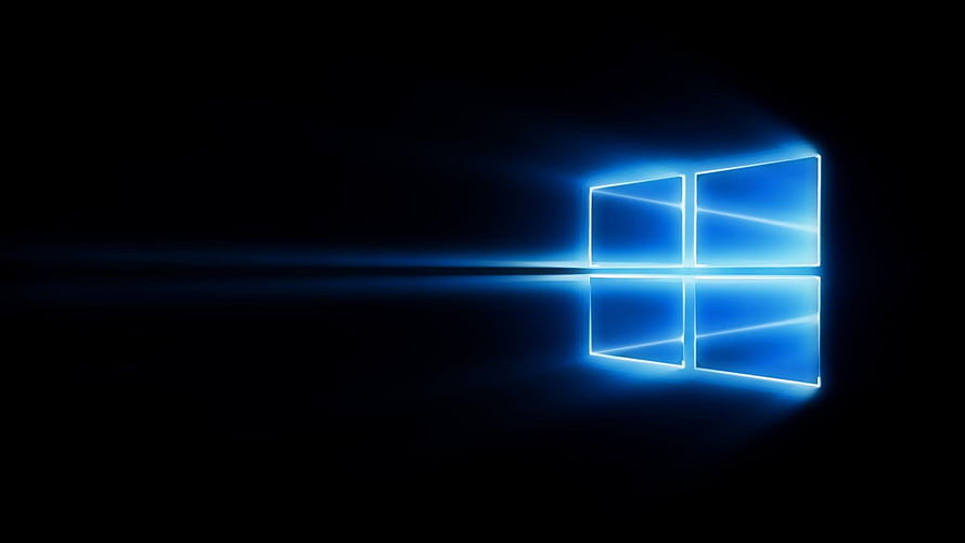 Glowing Windows 10 Logo on Dark Background with Reflection and Light Streak HD wallpaper