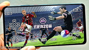 FIFA 20 Mobile Gameplay on Smartphone with On-Screen Controls and Stadium Action HD wallpaper