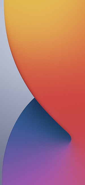 iOS 14 Default Wallpaper with Warm Orange and Cool Blue Gradient Curves HD phone wallpaper