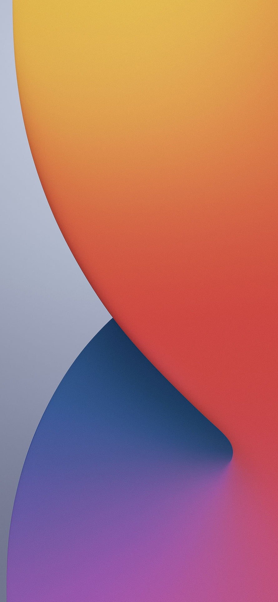 iOS 14 Default Wallpaper with Warm Orange and Cool Blue Gradient Curves HD phone wallpaper