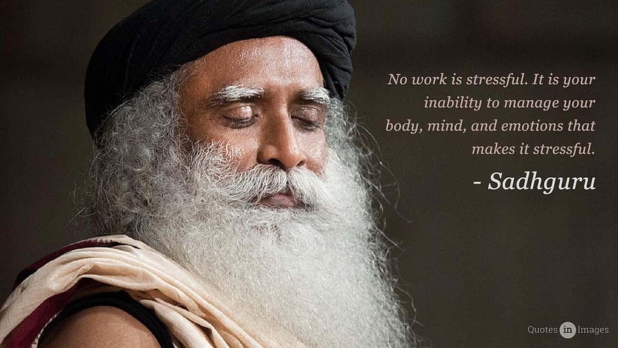 Sadhguru Portrait With Inspirational Quote On Stress And Mindfulness HD wallpaper