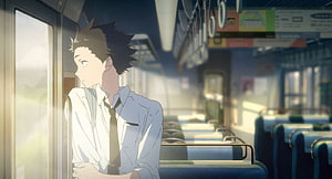 Shoya Ishida Gazing Out of Train Window in Soft Morning Light HD wallpaper
