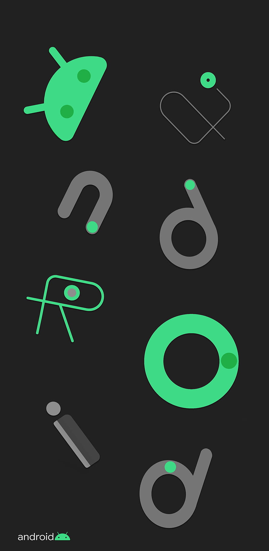 Android Robot Logo Minimalist Typography on Dark Background HD phone wallpaper