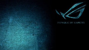 ASUS Republic of Gamers Dark Blue Scratched Metal Gaming Logo Wallpaper HD wallpaper