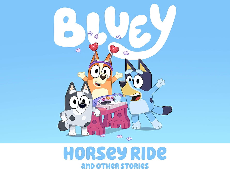 Bluey Horsey Ride and Other Stories Cartoon Poster with Bandicoots Playing Keyboard HD wallpaper