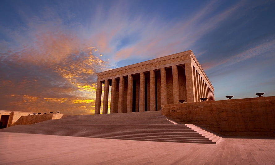 Anitkabir Mausoleum of Ataturk in Ankara Turkey at Sunset HD wallpaper