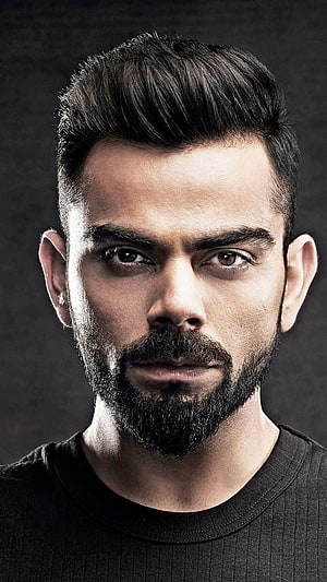 Virat Kohli Intense Portrait With Full Beard And Styled Hair HD phone wallpaper
