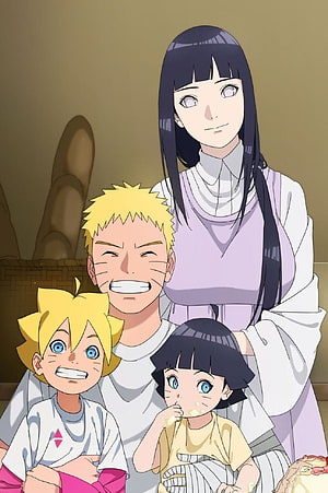 Naruto Uzumaki and Hinata Hyuga Family Portrait with Boruto and Himawari HD phone wallpaper