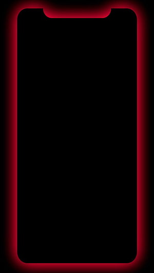 Minimalist iPhone 12 Wallpaper with Glowing Red Neon Border on Black Background HD phone wallpaper