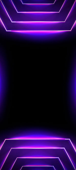 Minimalist Purple Neon Geometric Border on Deep Black AMOLED Background HD phone wallpaper