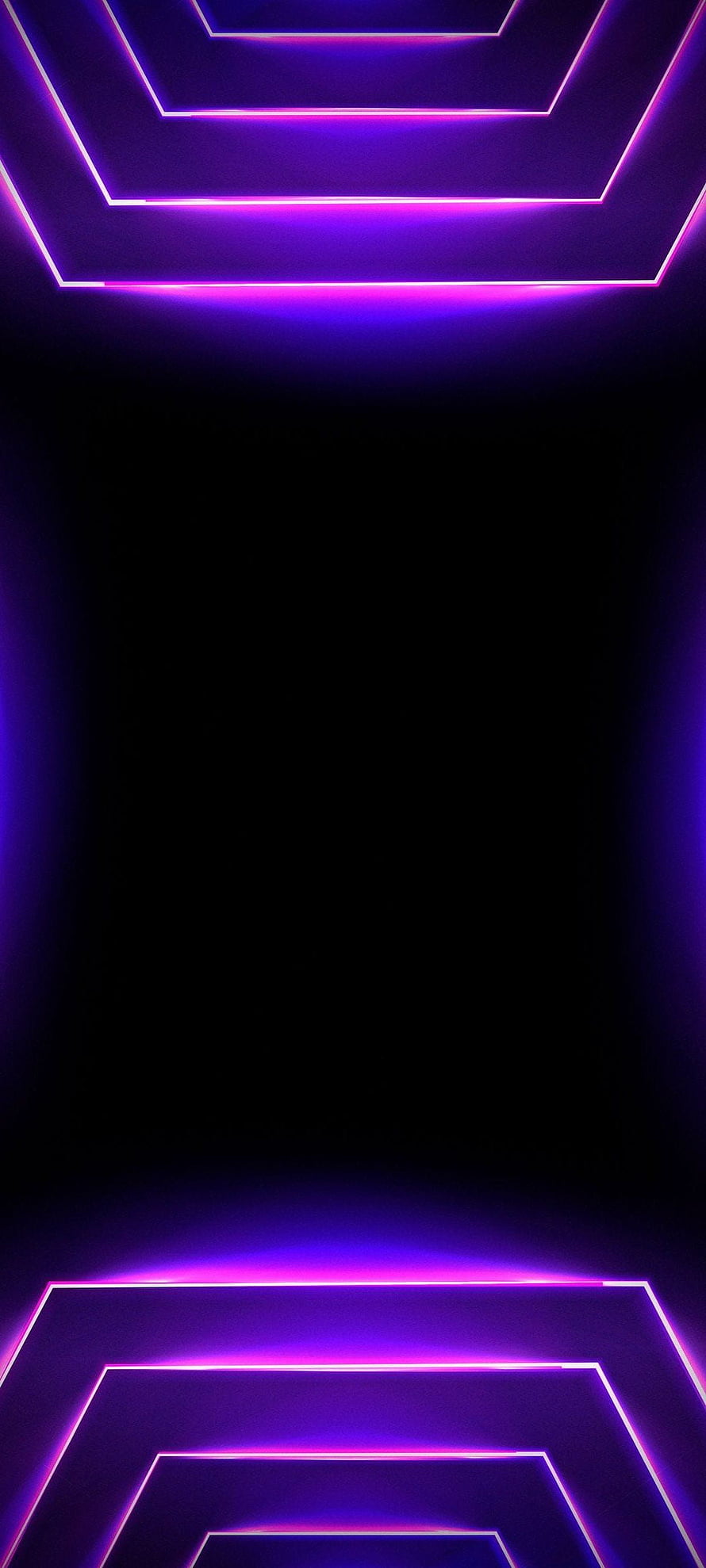 Minimalist Purple Neon Geometric Border on Deep Black AMOLED Background HD phone wallpaper