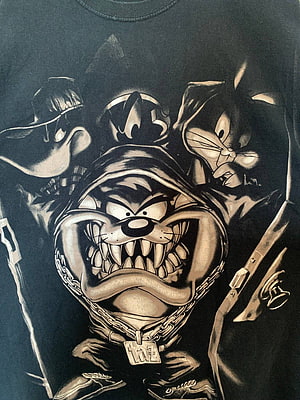 Looney Tunes Taz and Bugs Bunny Vintage Rap Style T-Shirt Graphic Design HD phone wallpaper