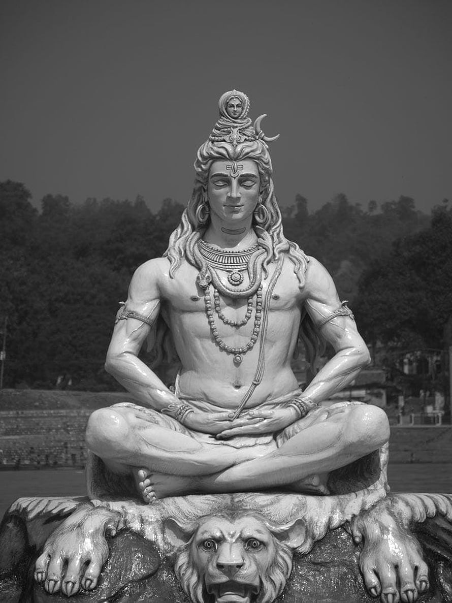 Monumental White Statue of Lord Shiva in Meditation Seated on a Lion in Rishikesh HD phone wallpaper