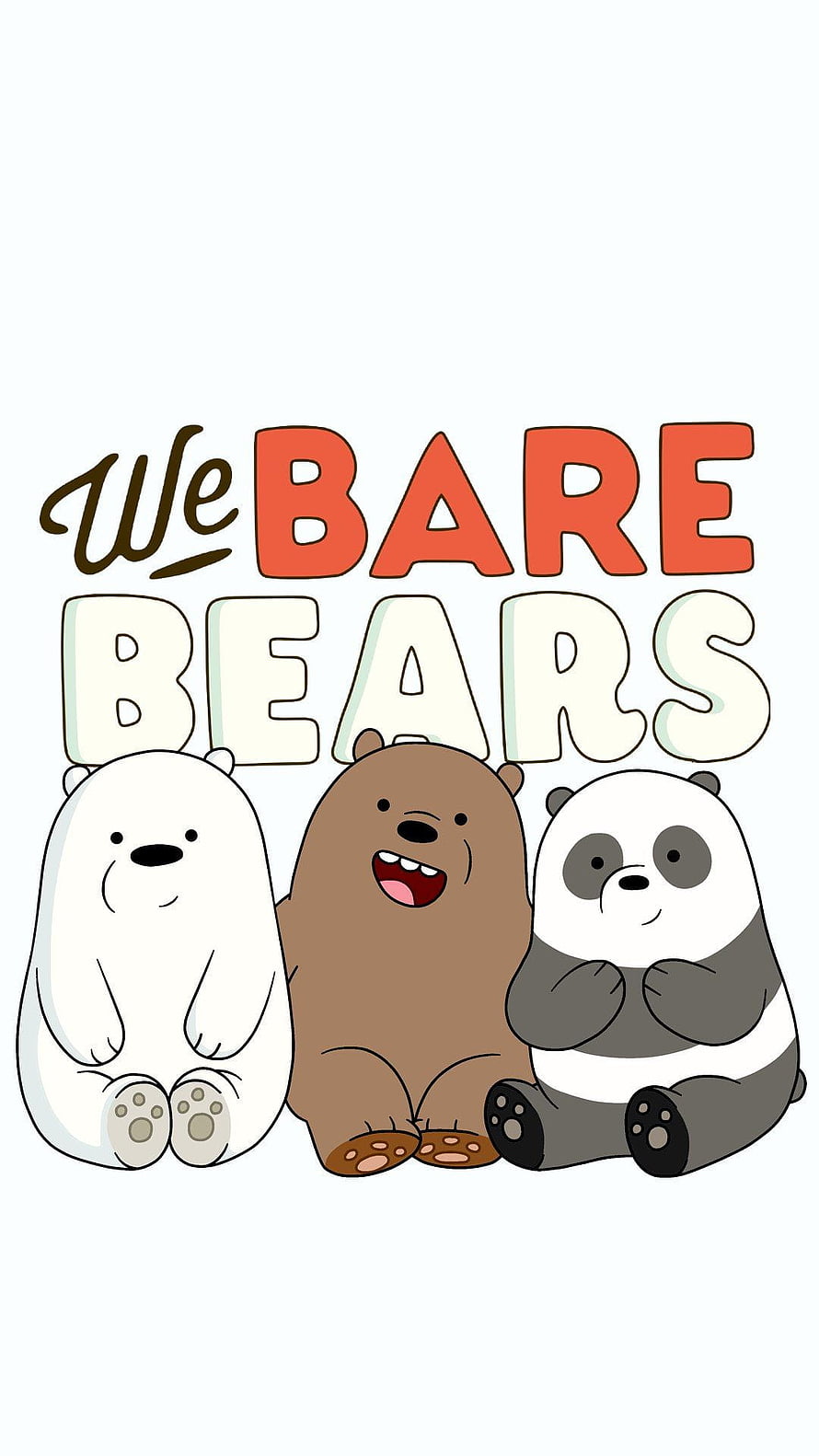 We Bare Bears Cartoon Trio Sitting Together on White Background HD phone wallpaper