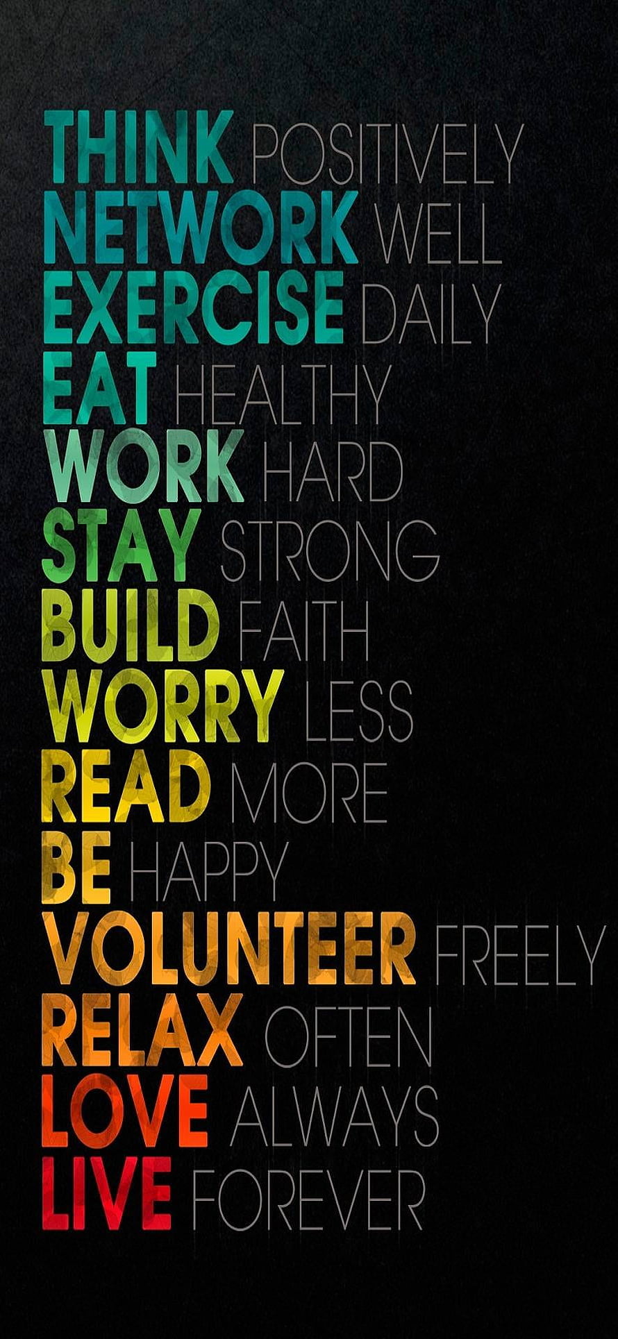 Inspirational Life Advice Typography with Rainbow Gradient on Dark Background HD phone wallpaper