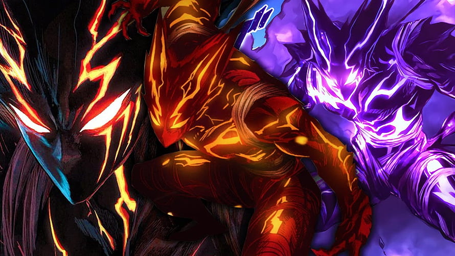 Cosmic Garou Pre-Awakened Form with Fiery and Purple Energy Aura HD wallpaper
