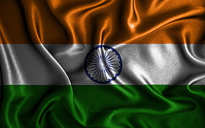 Waving Indian National Flag with Ashoka Chakra on Silk Fabric HD wallpaper