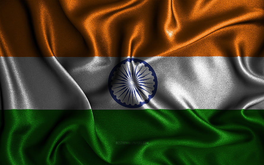 Waving Indian National Flag with Ashoka Chakra on Silk Fabric HD wallpaper