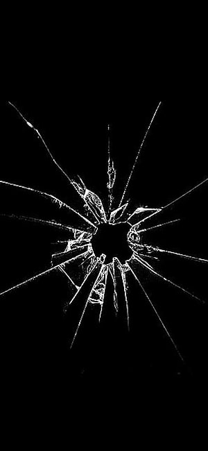 Minimalist Shattered Glass Crack Pattern on Pure Black Background HD phone wallpaper