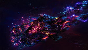 Vibrant Neon Liquid Metal Abstract 3D Render on Dark Background HD wallpaper