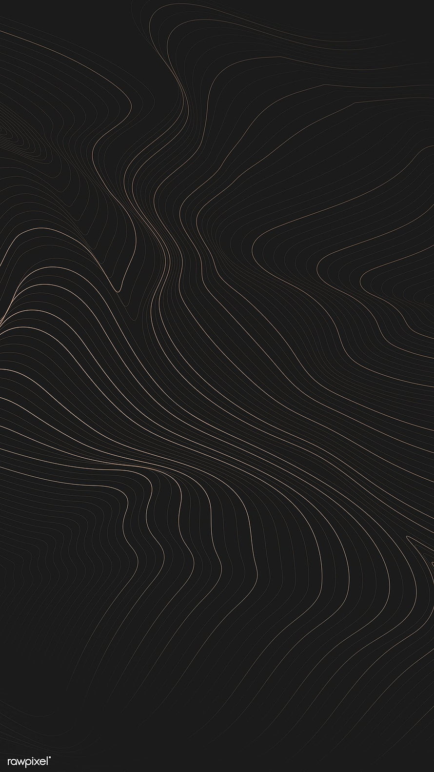 Elegant Dark Topographic Contour Line Pattern with Subtle Gold Accents HD phone wallpaper