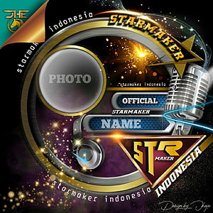 Starmaker Indonesia Official Profile Frame with Vintage Microphone and Headphones HD phone wallpaper