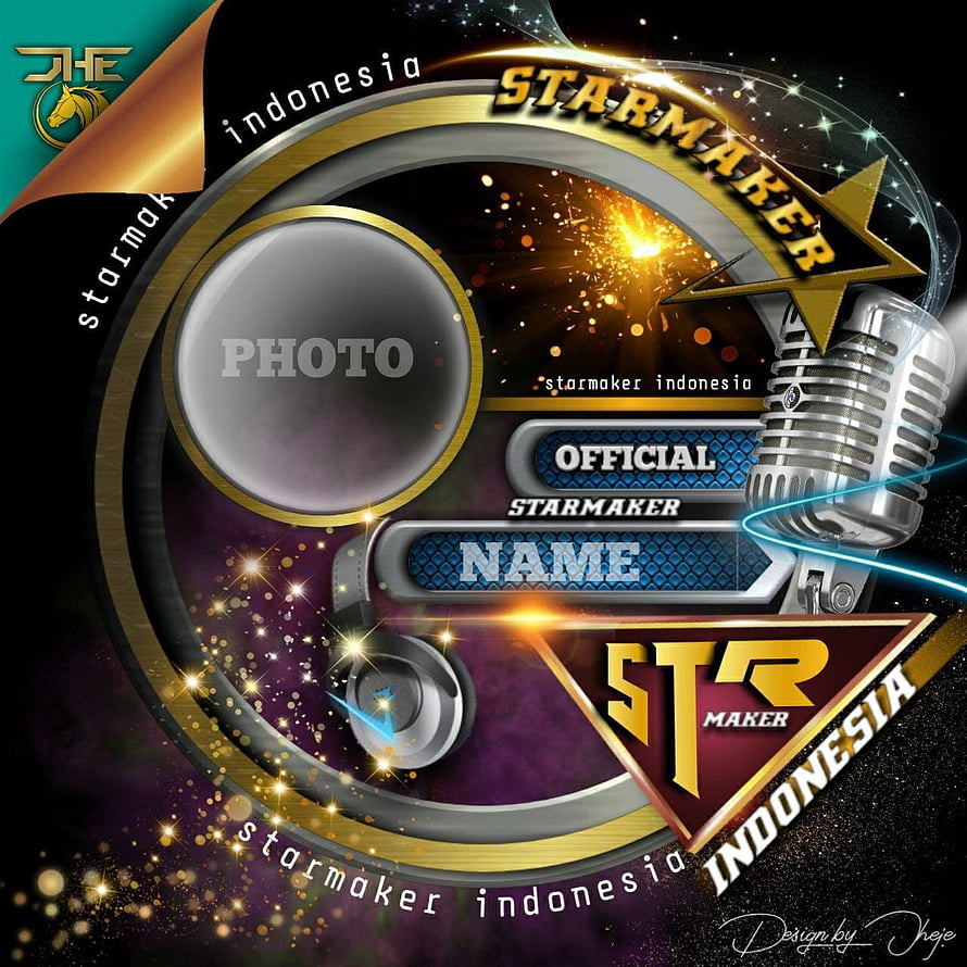 Starmaker Indonesia Official Profile Frame with Vintage Microphone and Headphones HD phone wallpaper
