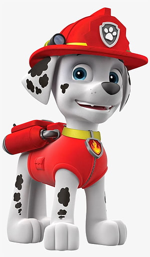 Marshall the Dalmatian Fire Pup from Paw Patrol in Red Gear and Helmet HD phone wallpaper