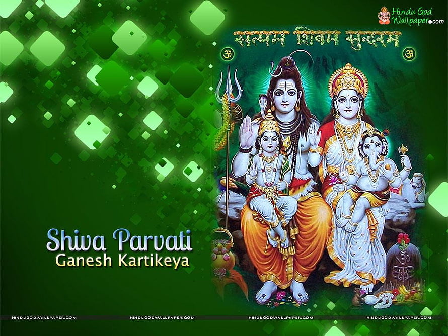 Shiva Parvati Ganesh Kartikeya Hindu Family Deity Illustration HD wallpaper