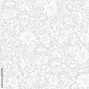 Elegant White Floral Damask Pattern on Light Grey Background HD phone wallpaper