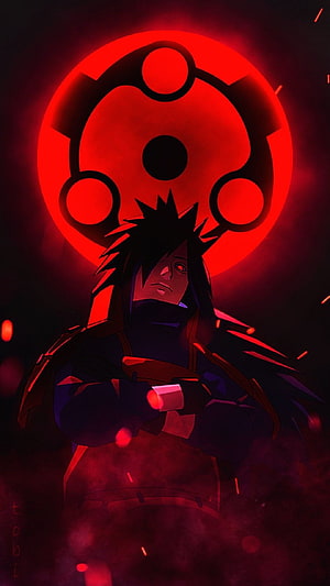 Madara Uchiha Anime Character With Sharingan Eyes And Uchiha Clan Symbol HD phone wallpaper