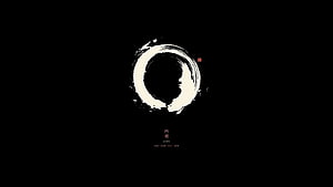 Minimalist Japanese Enso Circle with Kanji on Black Background HD wallpaper