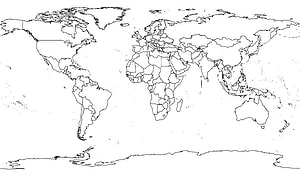 Blank World Map Outline with Country Borders for Educational Use HD wallpaper