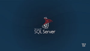 Microsoft SQL Server Logo on Dark Blue Background HD wallpaper