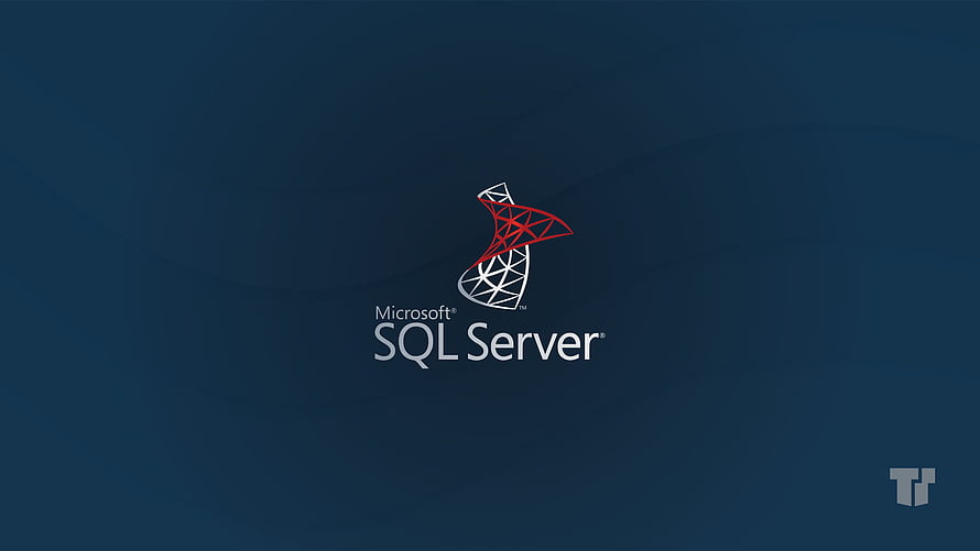 Microsoft SQL Server Logo on Dark Blue Background HD wallpaper