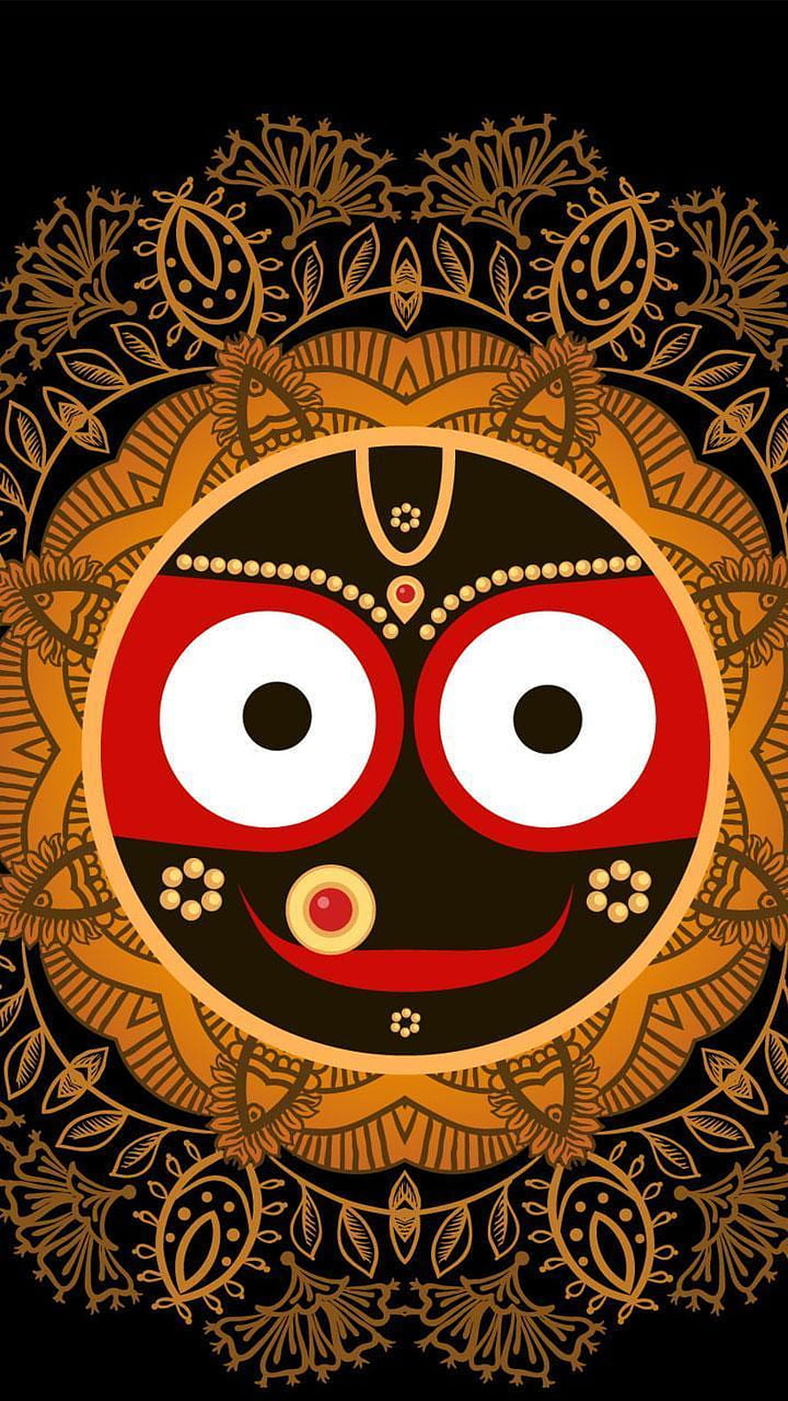 Jagannath deity illustration with ornate mandala pattern and traditional Indian motifs HD phone wallpaper