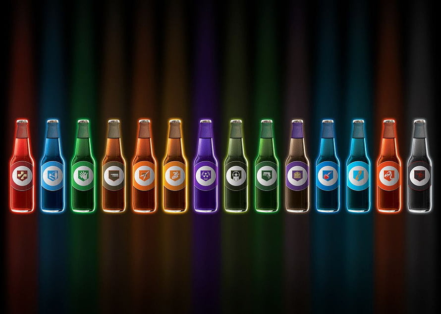 Call of Duty Zombies Perk Bottles Neon Glow Collection HD wallpaper
