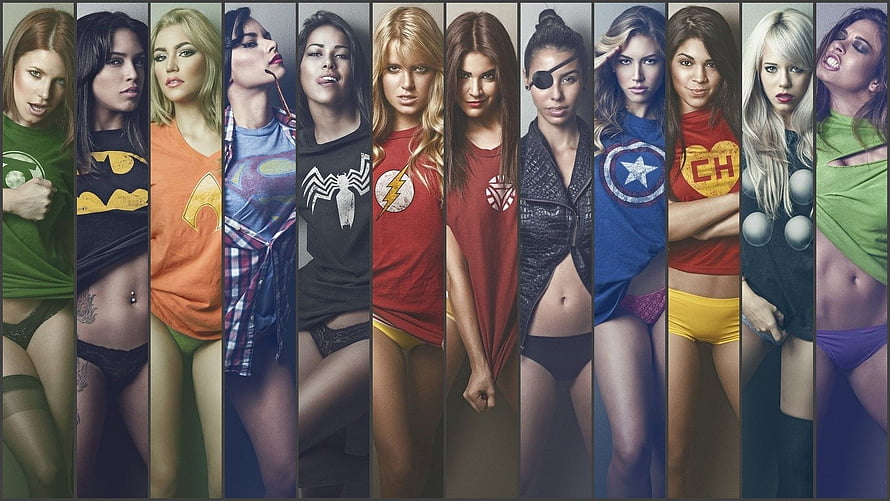 Superhero Girls in Comic Book Costumes and Underwear HD wallpaper