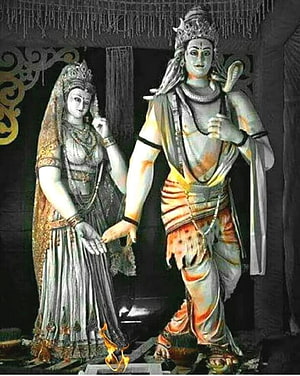 Lord Shiva and Goddess Parvati Temple Deities in Traditional Indian Attire HD phone wallpaper