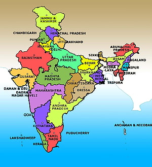 Colorful Political Map of India Showing All States and Union Territories HD phone wallpaper