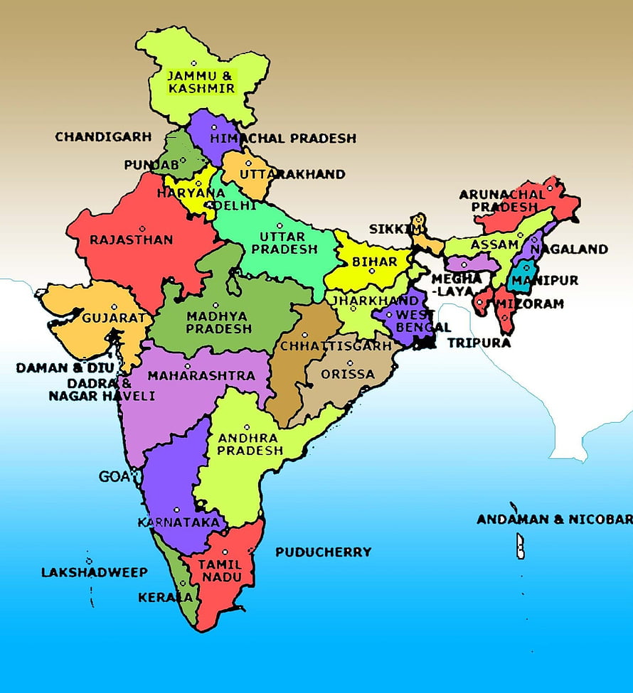 Colorful Political Map of India Showing All States and Union Territories HD phone wallpaper